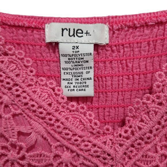 Women's Pink Barbie High Low Crochet Boho Goddess Dress Size 2X‎ - Picture 4 of 16